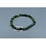 Rondelle (5 x 8 mm) Faceted Gemstone Stretch Bracelet - Ruby Zoisite