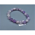 10 mm Round Gemstone Faceted Stretch Bracelet - Lavender Jade