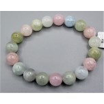 12-14 mm Gemstone Round Bead Bracelet - Morganite