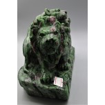 Extra Large Carving - Lion Family (8 x 4 x 5H inches) - Ruby Zoisite