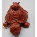 Frog on Turtle with chips inside (3 inch) - Red Coral Chips