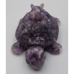 Frog on Turtle with chips inside (3 inch) - Amethyst chips