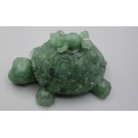 Frog on Turtle with chips inside (3 inch) - Aventurine chips
