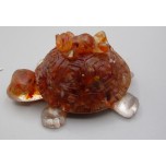 Frog on Turtle with chips inside (3 inch) - Carnelian chips