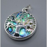 GP Tree of Life Abalone in Round Shape Pendant- Gold and silver color frame