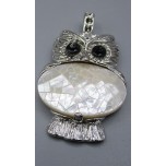 Wrapped Gemstone Owl Pendant - Shell 
