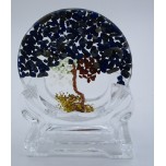 Tree of Life Plate (80 mm or 3 inch) - Lapis chips - with holding stand
