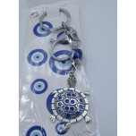 Blue Eye Key Chain - with Turtle Silver finish  - 12 pcs pack