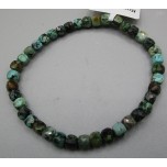 4 mm Cube Faceted Gemstone Stretch Bracelet - African Turquoise