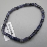 4 mm Cube Faceted Gemstone Stretch Bracelet - Iolite