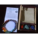 8 mm Gemstone Round Bead Bracelet - Chakra stone with All seeing eye charm, Spacer, Display box, and 7 Tumble stones - 10 pcs pack