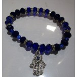 Blue Color Crystal Bracelet - with Hamsha and spacers - 10 pc pack