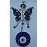 Eye Metal Pendant - Blue Eye with Butterfly (13 cm wide)