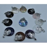 GP Round - Gemstone Round Shape Pendant with Tree of Life - Assorted stones available