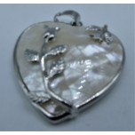 GP Heart Shape Pendant with Roses - Shell Gold and Silver