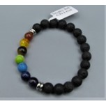 8 mm Gemstone Round Bead Bracelet - 10 pcs pack - Chakra Volcanic Rock with Spacers