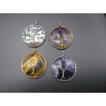 GP Round - Tree of Life Gemstone Pendant- assorted stones and finishes available!