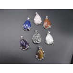 GP Teardrop - Floral Wrapped Teardrop Gemstone Pendant- assorted stones available!
