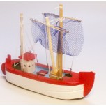 Small Sailing Ship #A with Red finish (13cm x 16cm)