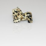 Lion Carved Fetish Bead 0.75 Inch - Dalmatian Dalcite