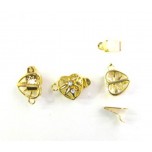 753 11mm Gold Plated Heart with Crystal Clasps 5 Piece Packs